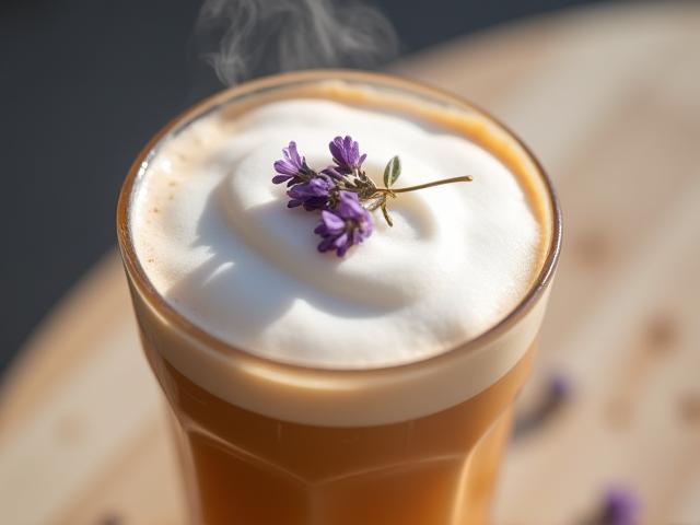 Limited-time Lavender Honey Latte with soft foam